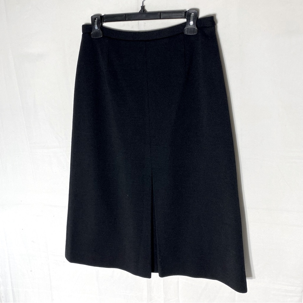 Vintage Lucia Black Wool Blend Straight Midi Skirt M